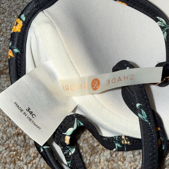 Shade & Shore Black and Yellow Floral Bikini Top - Picture 3 of 3